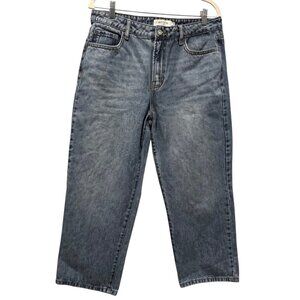 Hidden Baggy Wide Leg Cropped Jeans, Light Wash, 29